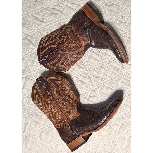 Cavender's Other - Cavenders Western Boots Mens 11 D Brown Caiman Leather Square Toe Cowboy
